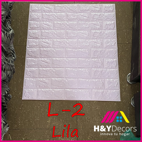 Papel Tapiz 3D Autoadhesivo Ladrillo Color Lila