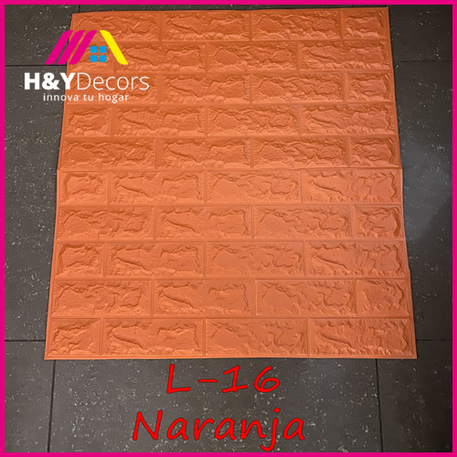 Papel Tapiz 3D Autoadhesivo Ladrillo Color Naranja