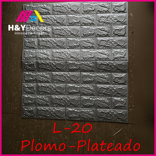 Papel Tapiz 3D Autoadhesivo Ladrillo Color Plomo Plateado