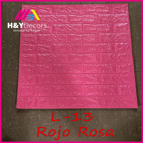 Papel Tapiz 3D Autoadhesivo Ladrillo Color Rojo Rosa