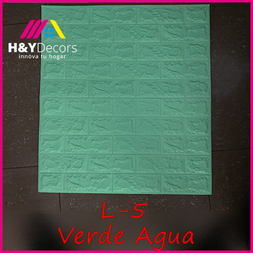Papel Tapiz 3D Autoadhesivo Ladrillo Color Verde Agua