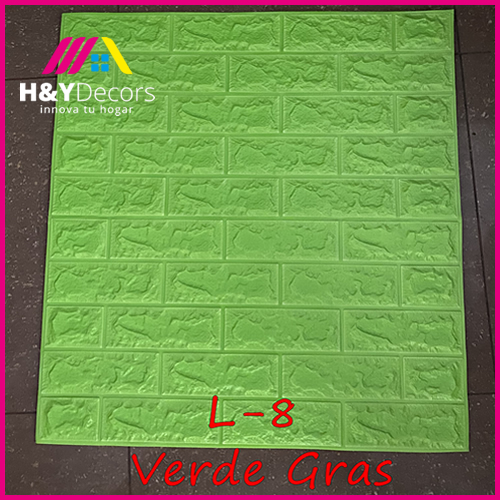 Papel Tapiz 3D Autoadhesivo Ladrillo Color Verde Gras