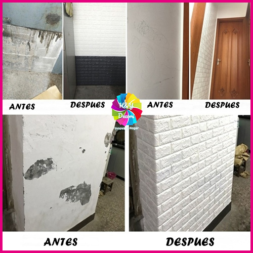 Papel Tapiz 3D Autoadhesivo Ladrillo Color Blanco
